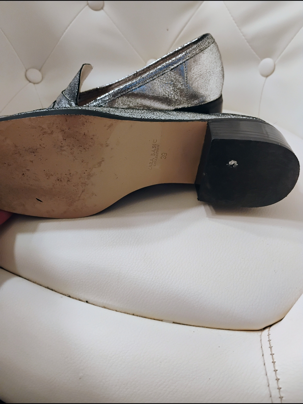 Zara Silver Metallic Penny Loafers - Picture 2 of 6